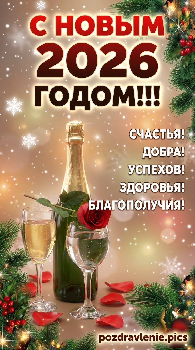 Поздравляю С Новым 2026 годом счастья добра успехов благополучия