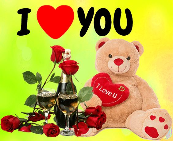 Открытка i love you с плюшевым мишкой гифка