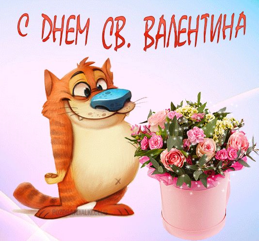 С Днем святого Валентина прикольная открытка гифка скачать бесплатно