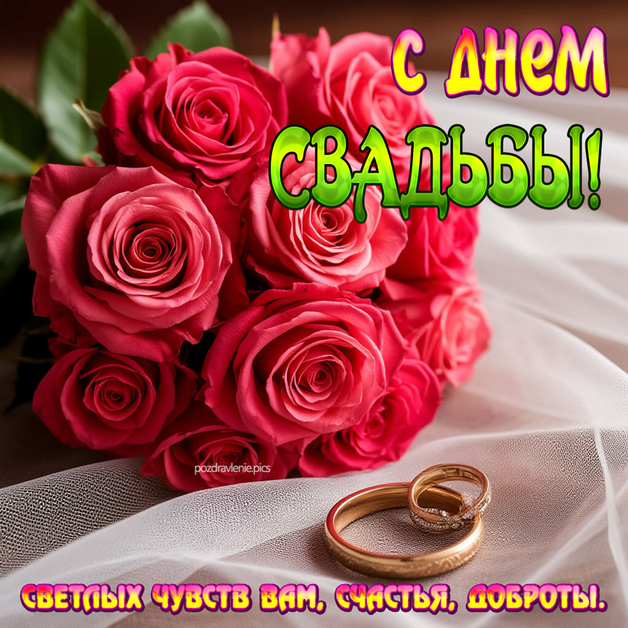 С Днем Свадьбы открытка с поздравлением на свадьбу для пары