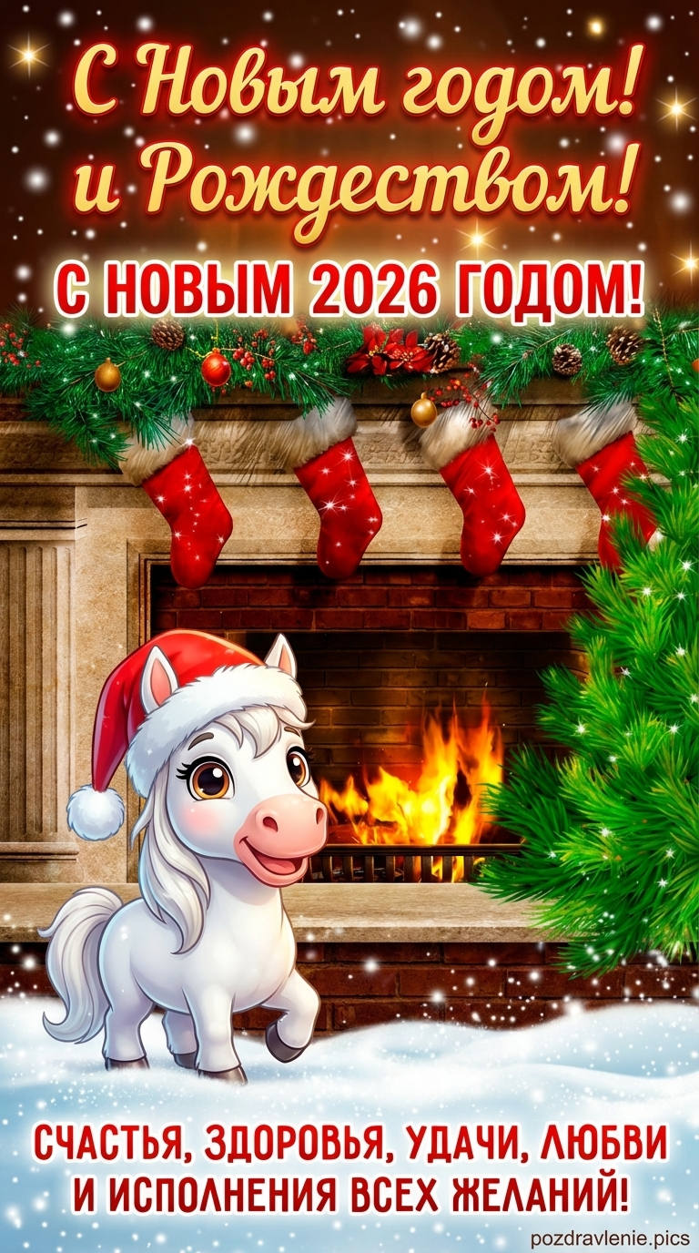 Открытка красивая с Новым Годом и рождеством