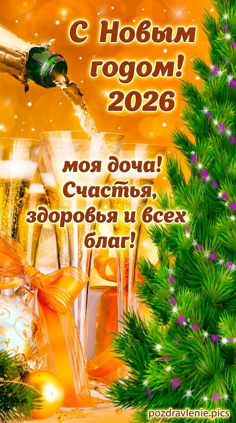 С Новым Годом открытка новогодняя для дочери
