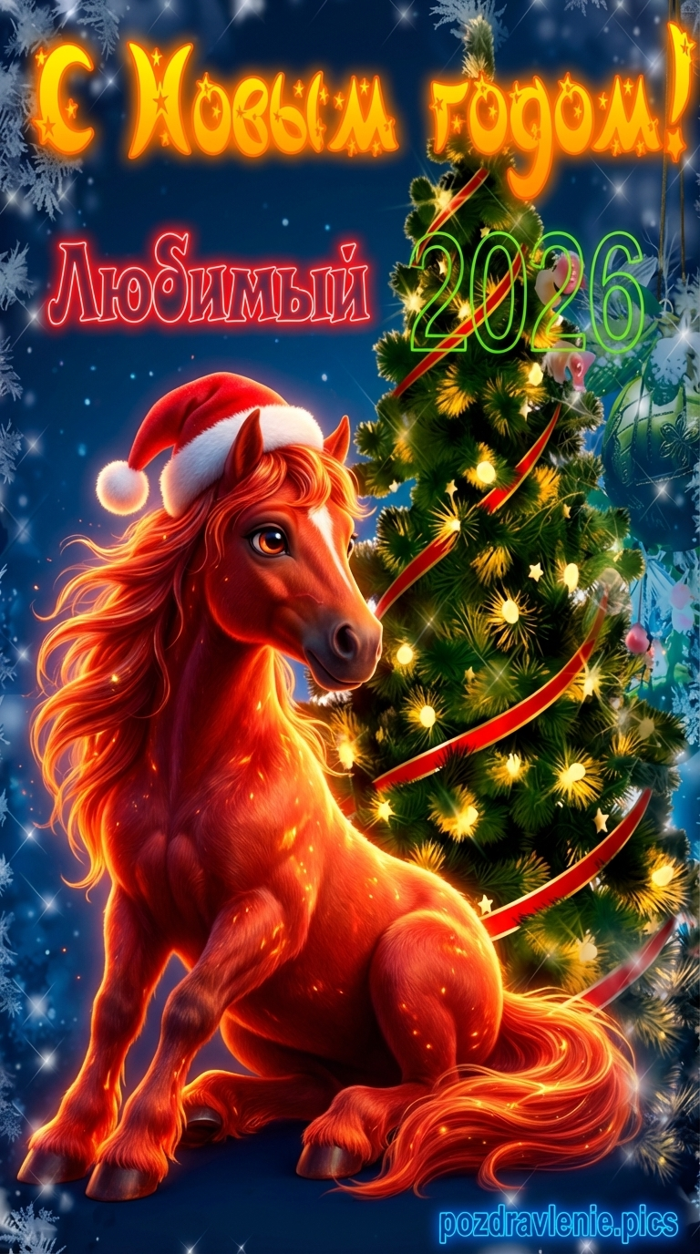 Открытка с новым годом любимый 2026 мужу парню мужчине