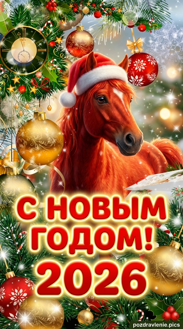 С новым годом открытка с поздравлением счастья и благополучия