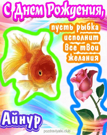 С днем рождения Айнур пусть рыбка исполнит все твои желания