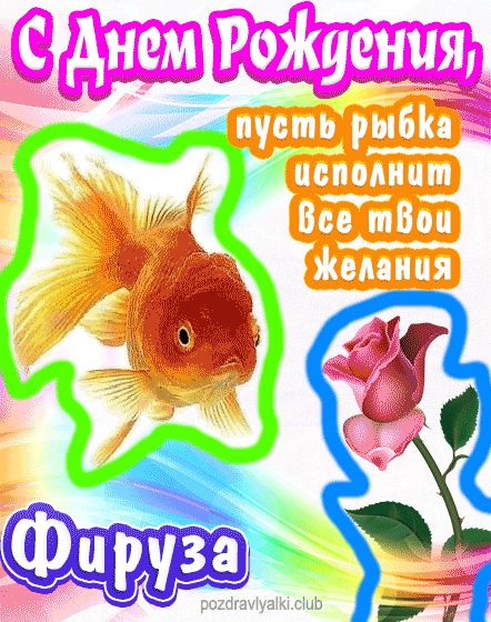С днем рождения Фируза пусть рыбка исполнит все твои желания