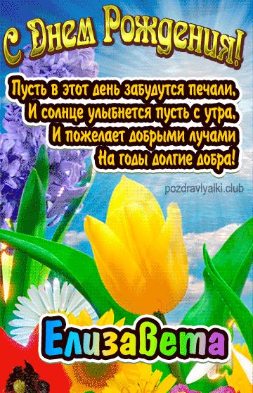 С Днем Рождения Елизавета открытка женщине
