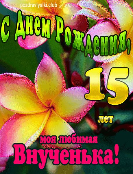 С Днем Рождения внучке 15 лет открытка