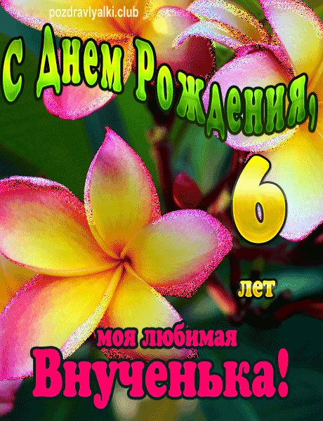 С Днем Рождения внучке 6 лет открытка