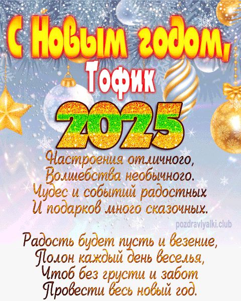 Тофик с Новым годом 2023 открытка с поздравлением