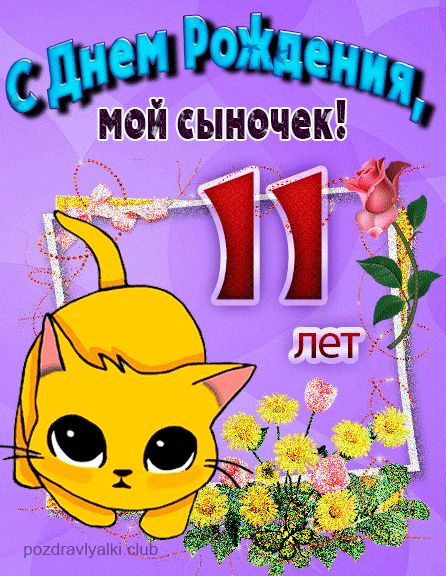 С днем рождения сыну 11 лет открытка с котенком