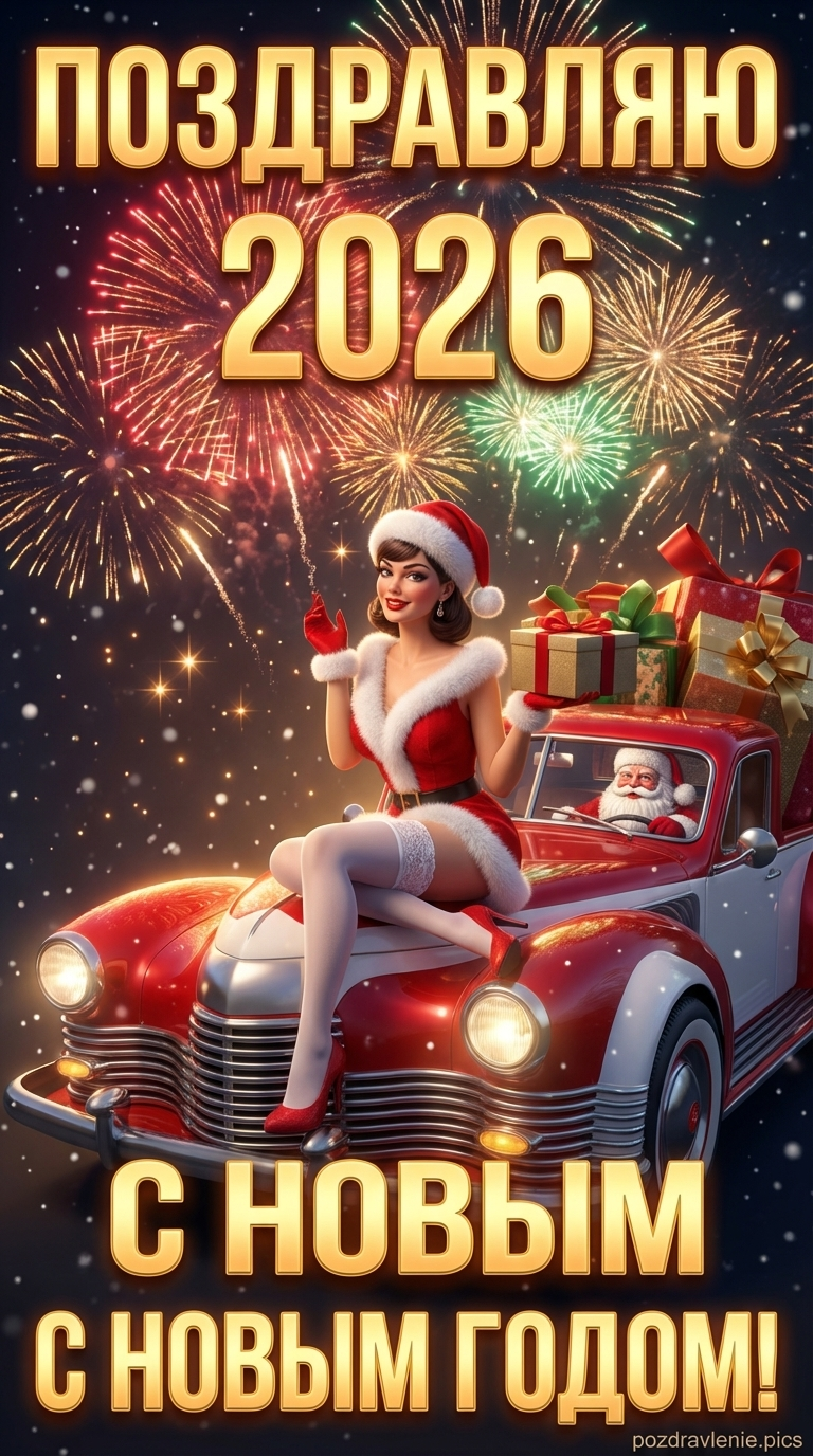 Открытка мужчине мерцающая с Новым годом 2026