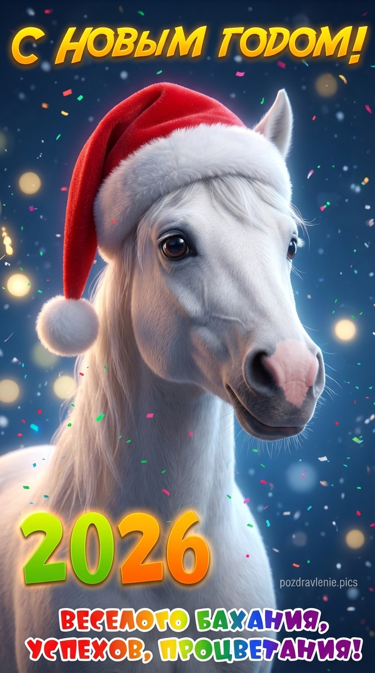 С Новым годом 2026 открытка прикольная