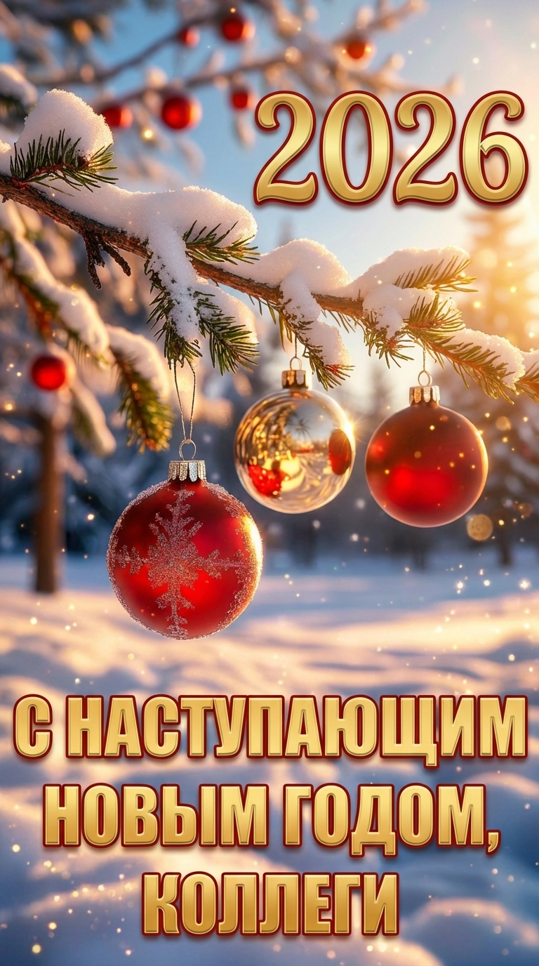 С наступающим Новым годом 2026 — открытка коллеге с пожеланиями