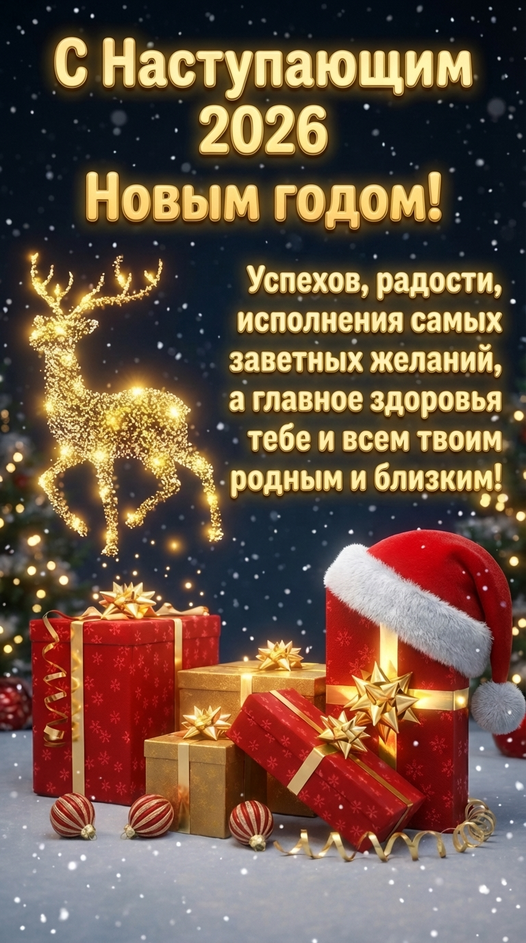 С Наступающим новым годом 2026 открытка с пожеланиями