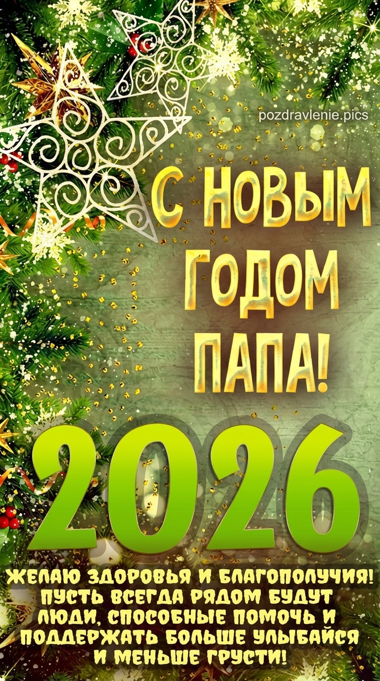 Открытка папе с Новым 2026 годом