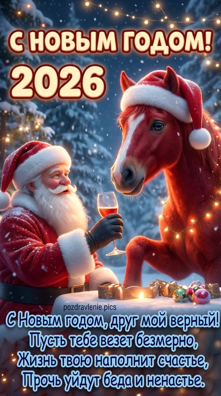 С Новым годом друг открытка 2026