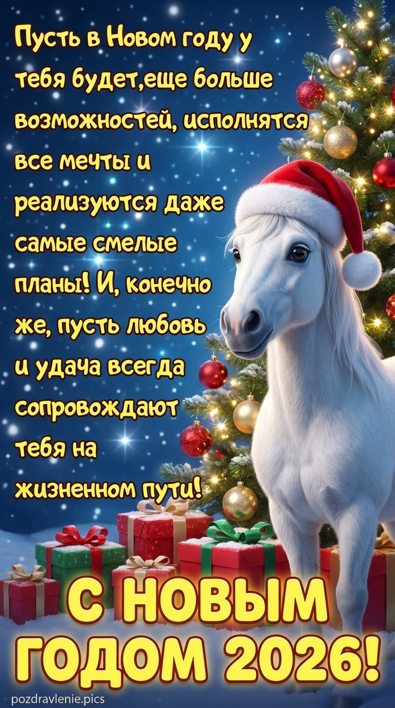 Новогодняя открытка с пожеланием 2026