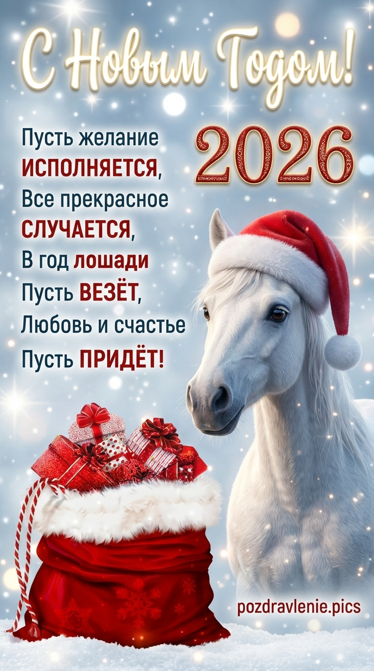 Нейтральная открытка поздравление в новым 2026 годом