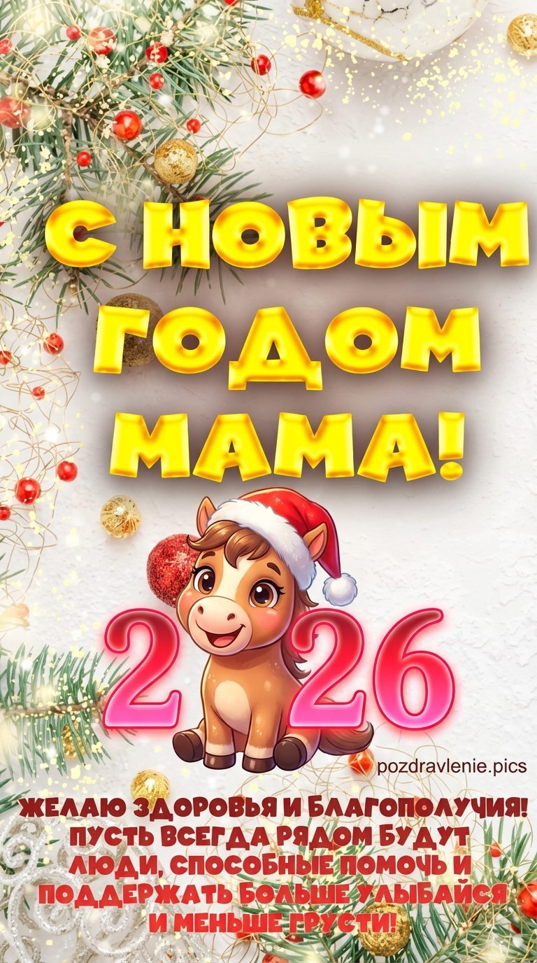 Светлая открытка для мамы с зимним настроением