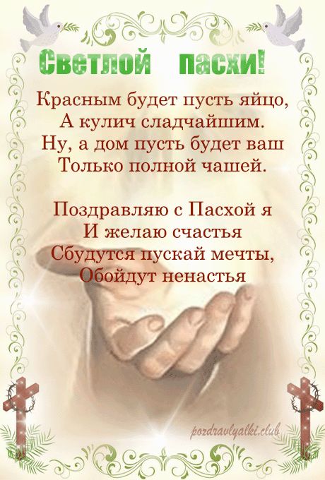 Светлой Пасхи поздравление открытка с пожеланием
