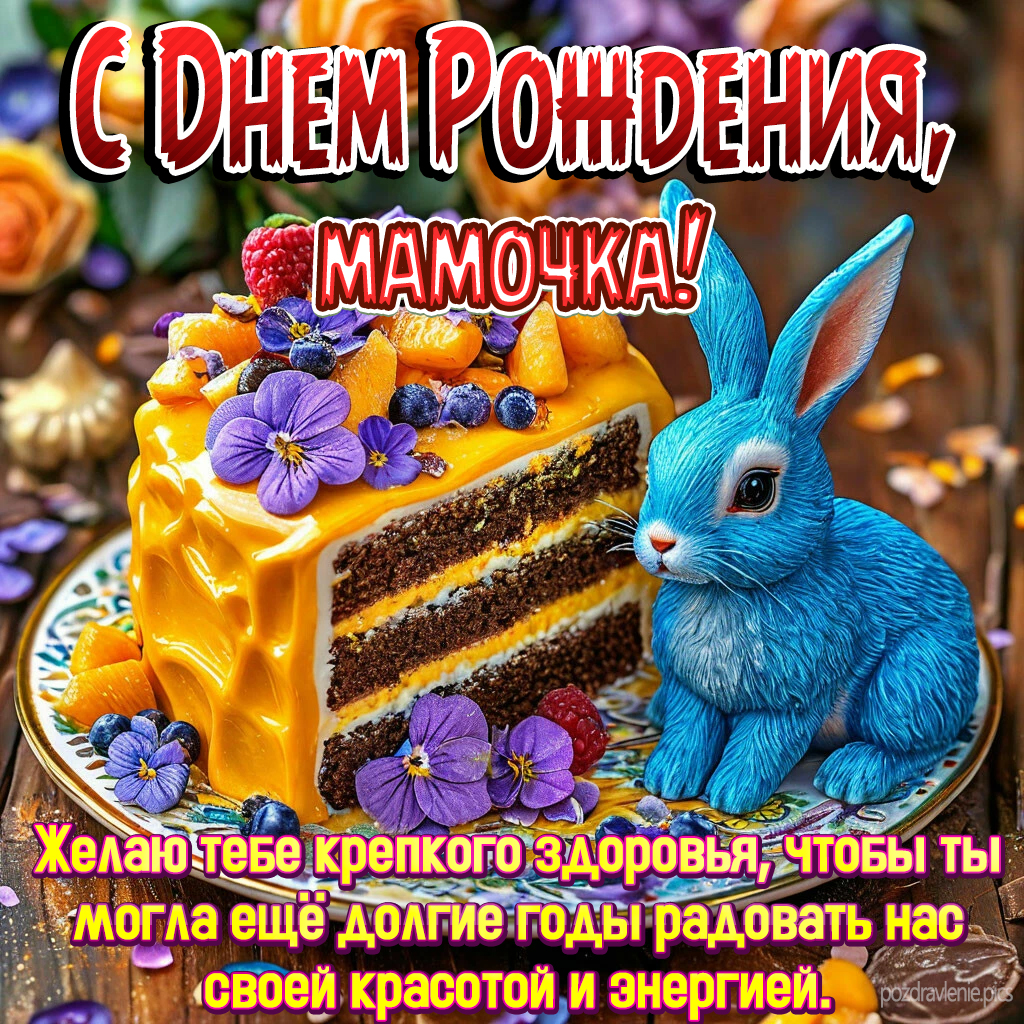 Открытка С Днем Рождения Мама золотая