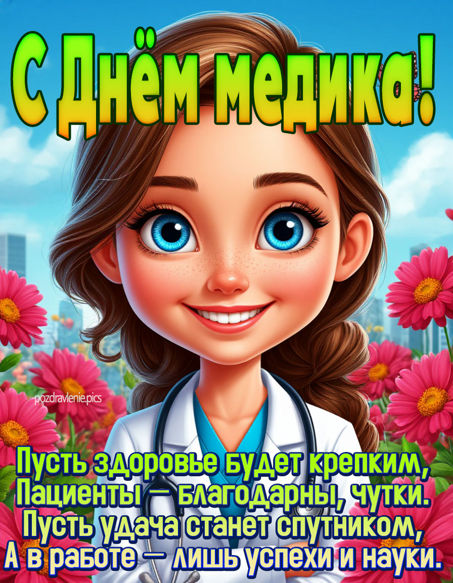 С Днём медика картинка с пожеланием