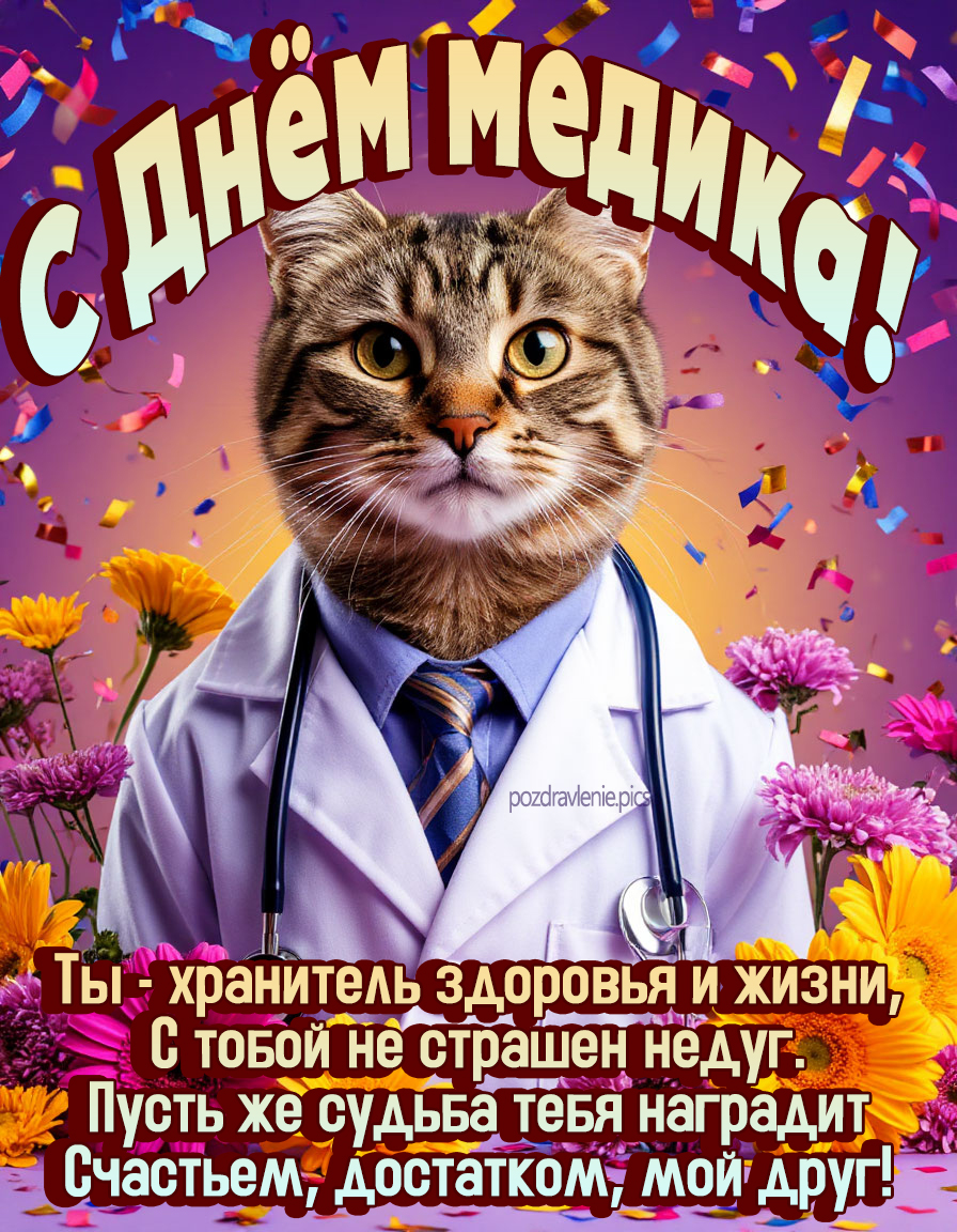 Поздравление с днем медика красивая открытка