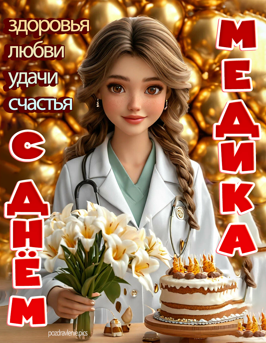 С Днем медика - оригинальная красивая открытка