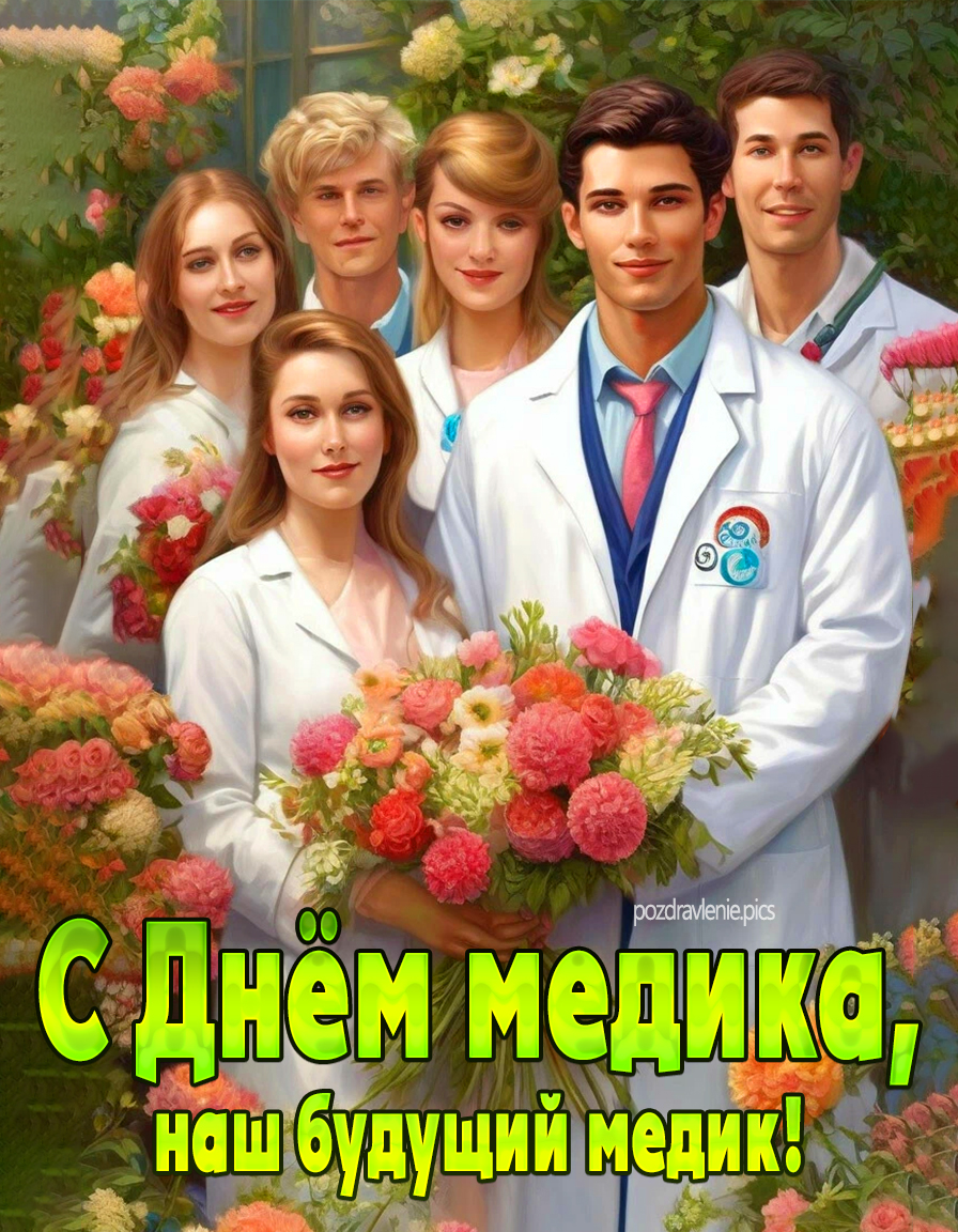 С днем медика, наш будущий медик - открытка для студента для сына или дочери