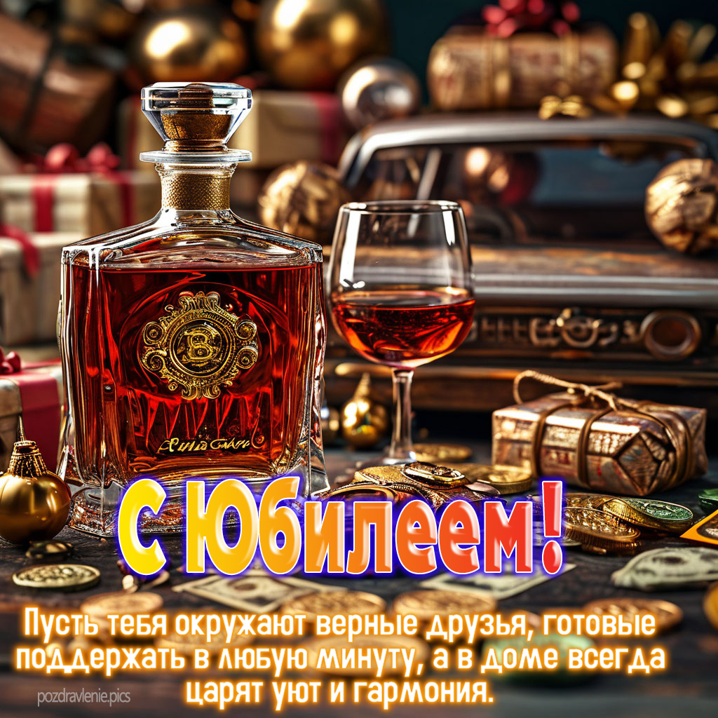 Мужчине с Юбилеем поздравление в виде открытки с пожеланием