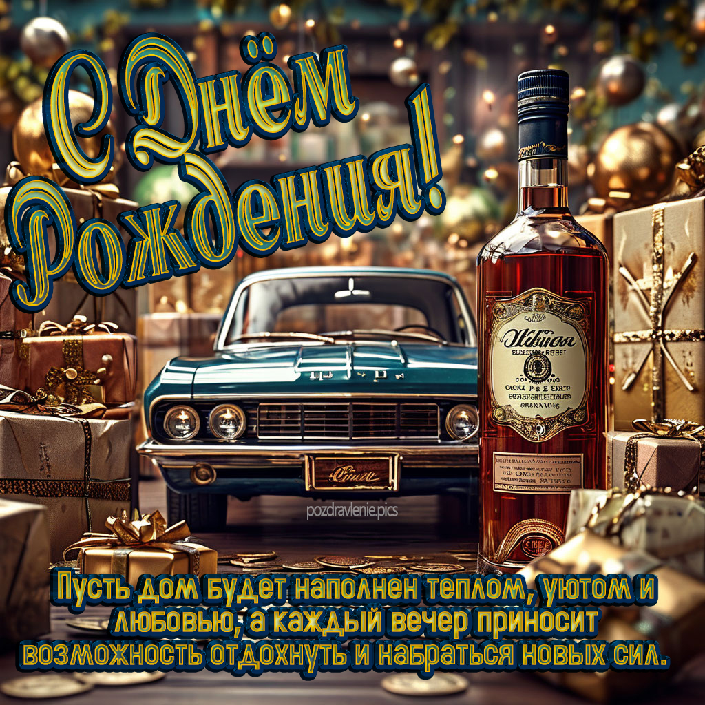 Открытка С Днем Рождения для пожилого мужчины красиво