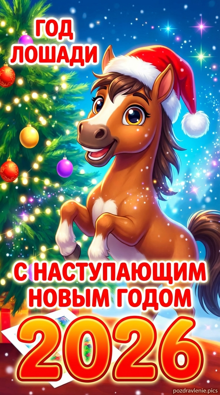 Красивое пожелание с наступающим годом Лошади 2026